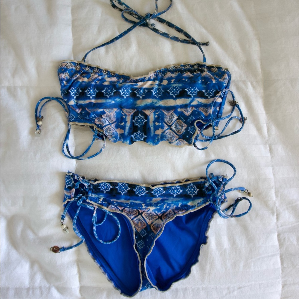 BECCA Blue and White Bikini Set
